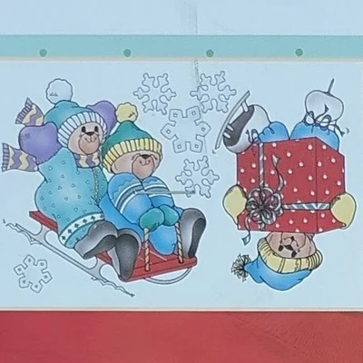 Aplique de tela Daisy Kingdom Navidad sin coser #6978- "¡WHEEEE!" Trineo de oso Foto 1 de 4