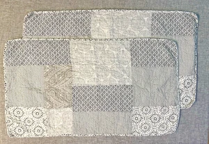 2 King 100% Cotton Green Sage Patchwork Pillow Shams Never Used Cattagecore Farm - Picture 1 of 13