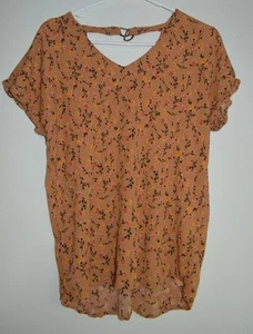 Maurices Damen XL Blumen Top Burnt Orange VNeck Tunika Kurzarm - Bild 1 von 6