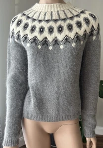 Pull gris ski laine/angora tricoté main exclusif Ralph Lauren taille S - Photo 1/7