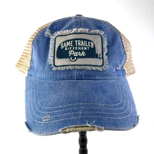 Same Trailer Different Park Distressed Baseball Cap Mesh Snapback RVing Camping - Picture 1 of 15