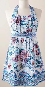 Anthropologie Jade Babero Delantal Algodón Azul Rosa Blanco Floral BOLSILLOS - Imagen 1 de 5