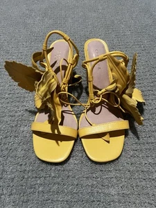 Cecelia New York Damen-Hibiskus-Sandale Golden Sun Leder Größe 8,5 - Bild 1 von 6