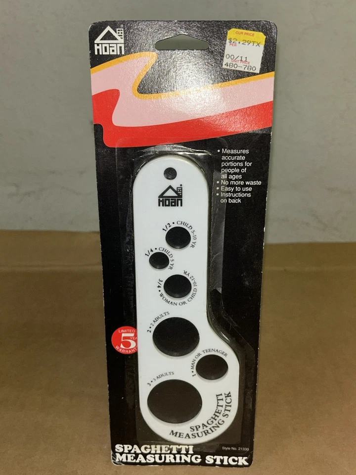 Barra de medición sellada 1991 Lifetime Hoan Corp. 6 orificios espaguetis tamaño porción  Foto 1 de 4