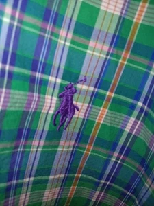 Camisa con botones Ralph Lauren para hombre 3XLT alta multicolor a cuadros púrpura pony - Imagen 1 de 8