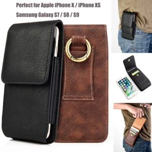 FOR IPHONE 11 PRO X XS S8 S9 S10 VERTICAL LEATHER POUCH COVER HOLSTER CASE  - Picture 1 of 20