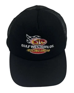 GULF WESTERN OIL Cap Embroidered Logo 6 Panel Mesh Snap Back Trucker Black OSFA - Picture 1 of 9