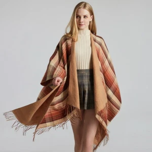 Cashmere Like Poncho Blanket Wrap Shawl Amice Cape Cloak Scarf Plaid Tartan New - Picture 1 of 66