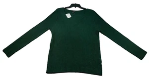 Alfani Sweater Womens Size Large Green Metallic Ribbed Knit Long Sleeve NWOT - Picture 1 of 7