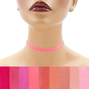 Pink Velvet Choker 3/8 inch (9 - 10 mm) wide custom adjustable ribbon necklace - Picture 1 of 13