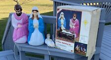 VINTAGE MARY, JOSEPH & BABY JESUS NATIVITY BLOW MOLDS 1986 EMPIRE W/ BOX & CORDS