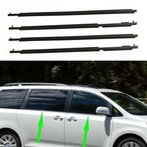 4x For Toyota Sienna 2010-2020 Door Left Right Window Outer Black Strip Cover (For: Toyota Sienna)