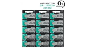 15PC Murata 365 366 SR1116W Silver Oxide Watch Battery - Picture 1 of 1