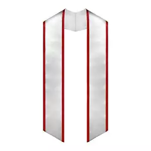 Endea Graduation White/Red Plain Graduation Stole With Trim Color - Picture 1 of 9