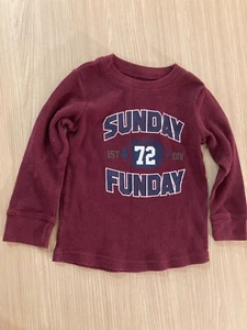 Garanimals dunkelrotes Langarmshirt 3T Thermo Waffelstrick Sunday Funday - Bild 1 von 3