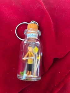 Philippines Souvenir Glass Bottle Handmade Woman Gather Wood Keychain 5" Hang - Picture 1 of 4