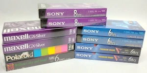 10 Sony/Maxell NOS VHS Blank Video Cassette Tapes Sealed T-120/T-160/T-180 - Picture 1 of 11