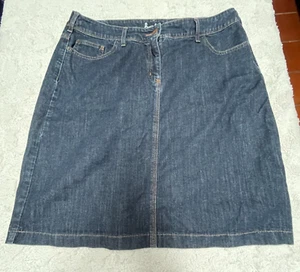 Boden Womens Casual Denim Mini Jean Skirt Size 14L Blue Stretch 5-Pocket Design - Picture 1 of 10