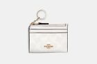 Coach Chalk White Signature Canvas Skinny ID Card Case Holder Wallet Keyring NEW