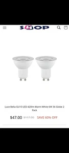 4 pack Luce Bella 6W GU10 LED 420 Lumen 36 ° Daylight 6500K Globes Light Bulbs - Picture 1 of 6