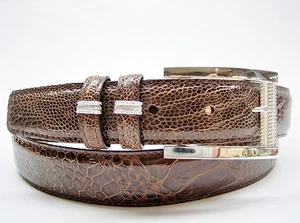 Hebilla de plata esterlina 925 con cinturón de avestruz genuino de 30 mm talla 26 a 46 EE. UU. - Imagen 1 de 7
