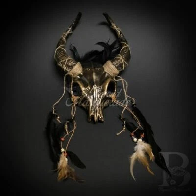 Ram Skull Masquerade Mask in Gold M39566G (Inward Horns) - Image 1 of 4
