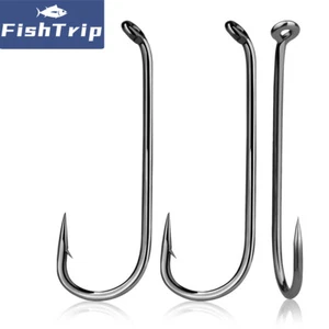 50 piezas ganchos para atar moscas ninfas ganchos húmedos secos ojo abajo 2 ganchos de caña larga - Imagen 1 de 15