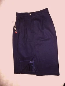 Womens skirt, 14, NEW, Wool, lined, Sag Harbor, Navy mid calf length Back Slit - Picture 1 of 3