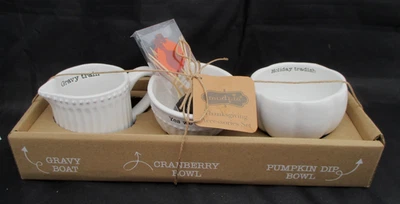 Conjunto de acessórios de Ação de Graças Mud Pie molho + cranberry + tigelas de mergulho palitos de dente novo em folha - Imagem 1 de 4
