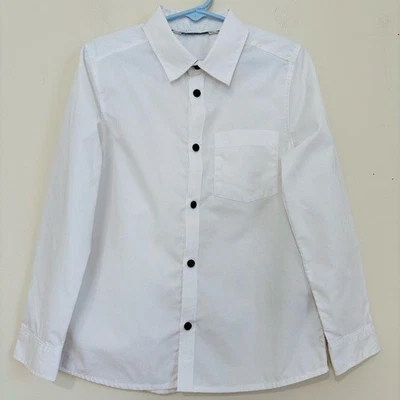 H&M Little Boys Long Sleeve White Cotton Button up Classic Dress Shirt 6-7 Y - Image 1 of 4