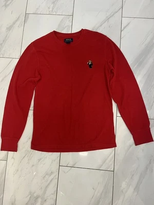 Camisa térmica para dormir Polo Ralph Lauren Bear para hombre M roja manga larga tejido gofre Foto 1 de 4