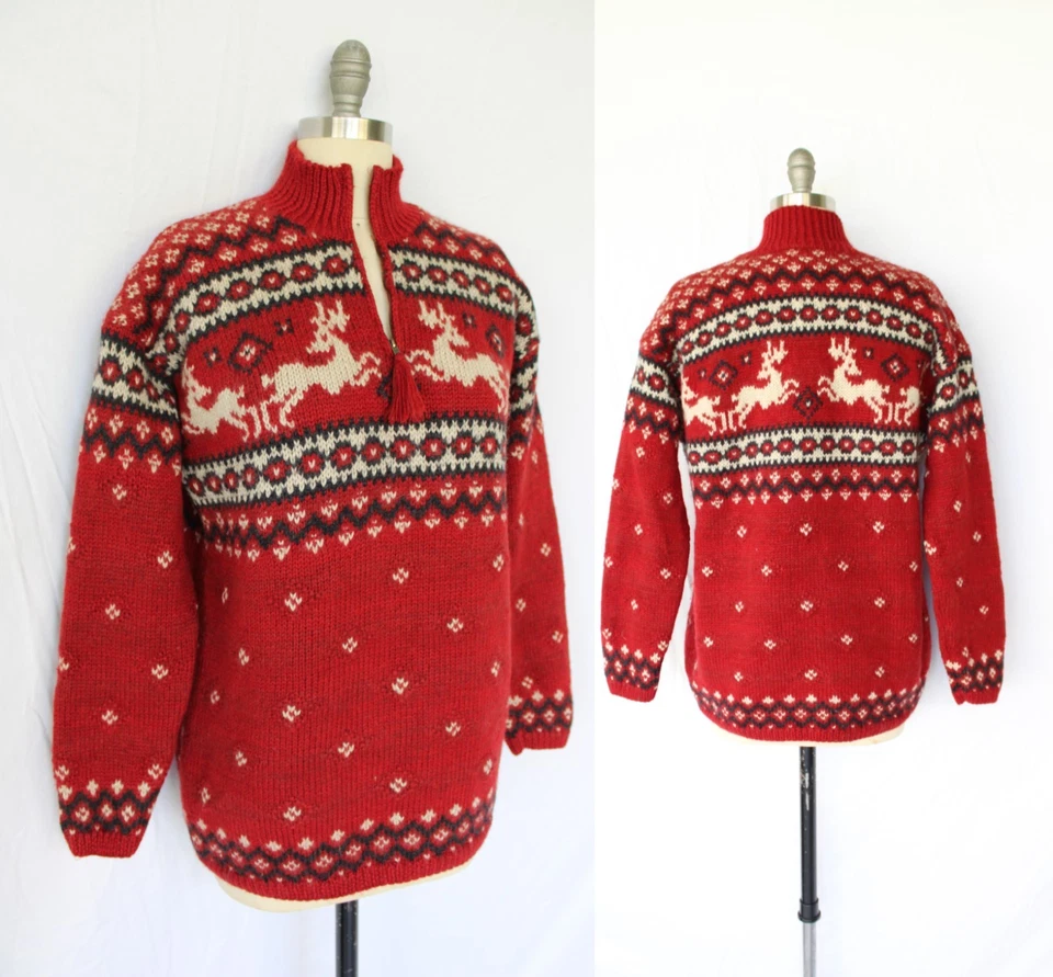 Suéter de lana vaquichan azteca Ralph Lauren vintage tejido a mano reno Fair Isles Foto 1 de 4