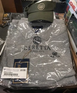 Beretta Large Polo Pride Piqué Grey Shirt & Visor Victory Green. ( B1 ) - Bild 1 von 5
