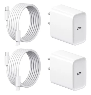 Fits iPhone 15,16,17 iPad Air Fast Charger 2+2Pack 20W USB C Wall Charger Travel - Image 1 of 4