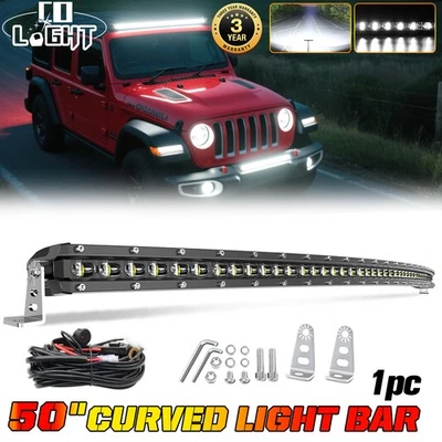 Barra de luz LED todoterreno + cable delgada curva 50" para Jeep Grand Cherokee WJ 1999-2004 Foto 1 de 4