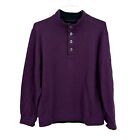 Tommy Bahama Sweater Mens Medium Reversible Pullover 1/4 Snap Purple Black Q950