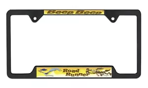 Road Runner Open Black Metal License Plate Frame - Picture 1 of 2
