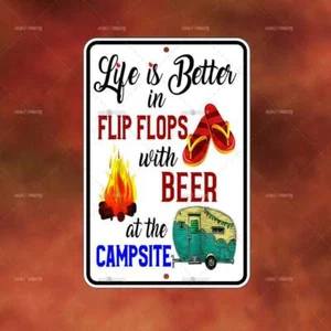 Chanclas Cerveza Camping Letrero de Metal Hogar Habitación Pared Arte Regalo Decoración Divertido A3160 - Imagen 1 de 1