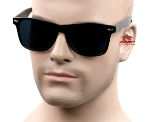 Extra Large Horn Rim Gangster Retro Sunglasses Super Dark Lens Black K31SD - Picture 1 of 5