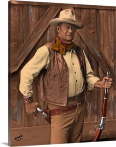 John Wayne Old West Canvas Wrapped Oil Painting 16 x 20 By Artist Peter Nowell - Picture 1 of 2