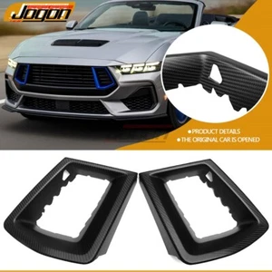 Matte Carbon Front Center Bumper Side Grille Cover For Ford Mustang S650 GT 24+ - Picture 1 of 10