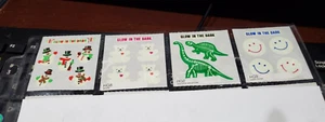 Sandylion stickers vntg 80’s GLOW IN THE DARK 4 modules Teddy Bear w/hearts Dino - Picture 1 of 7