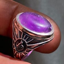 nice 925 sterling silver men' ring natural untreated Amethyst silver ring