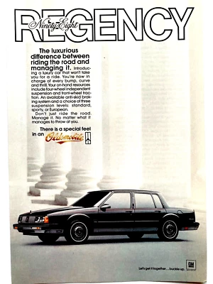 1986 Oldsmobile Ninety Eight Regency Print Ad 98 - Image 1 of 2