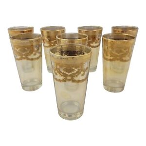 Vintage J Preziosi Highball Drinking Glasses Barware Regency Set Of 8 Italy