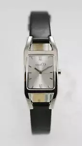 Nine & Co. Watch Women White Black Leather Water Resist Stainless Silver Quartz - Picture 1 of 3