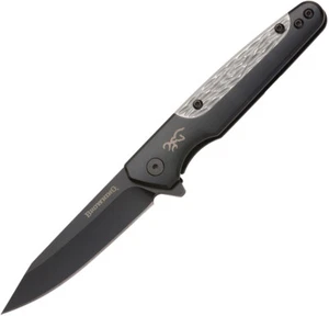 Browning Tie Fork Framelock Black & Grey Handle D2 Steel Pocket Knife 0472 - Picture 1 of 1