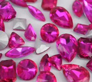 Formas Mixtas Tamaños Cristal Rosa Rojo Estrás Ajustes Coser Cristales Vidrio - Imagen 1 de 4