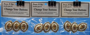VINTAGE DRESS IT UP DECORATIVE BUTTONS 3 pks (9 BUTTONS) VICTORIAN ROSES SEALED - Imagen 1 de 2