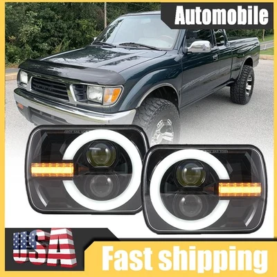 Fit Toyota Pickup 1982-1997 7x6" Square LED Headlight Hi/Lo Beam DRL Turn Signal - Image 1 of 4